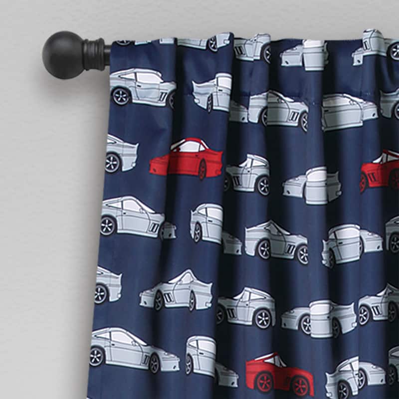 Lush Decor Race Cars Room Darkening Curtain Panel Pair