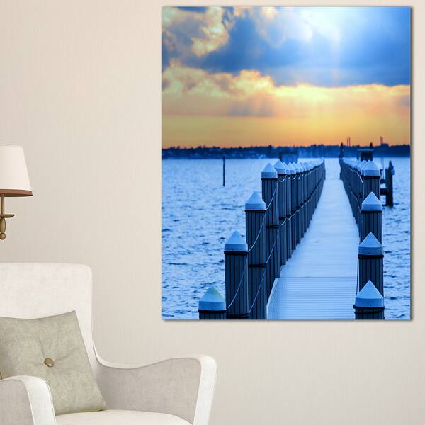 Fantastic Blue Boardwalk and Seashore - Large Sea Bridge Canvas Art ...