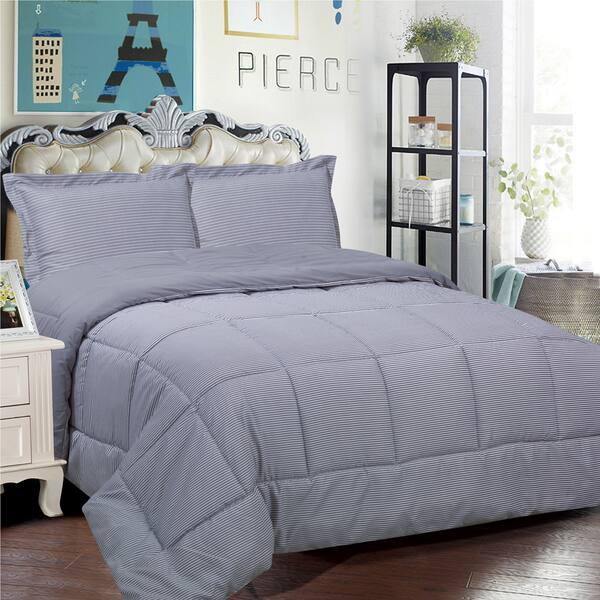 Shop Loft Collection 3 Piece Modern Pinstripe Comforter Set Free