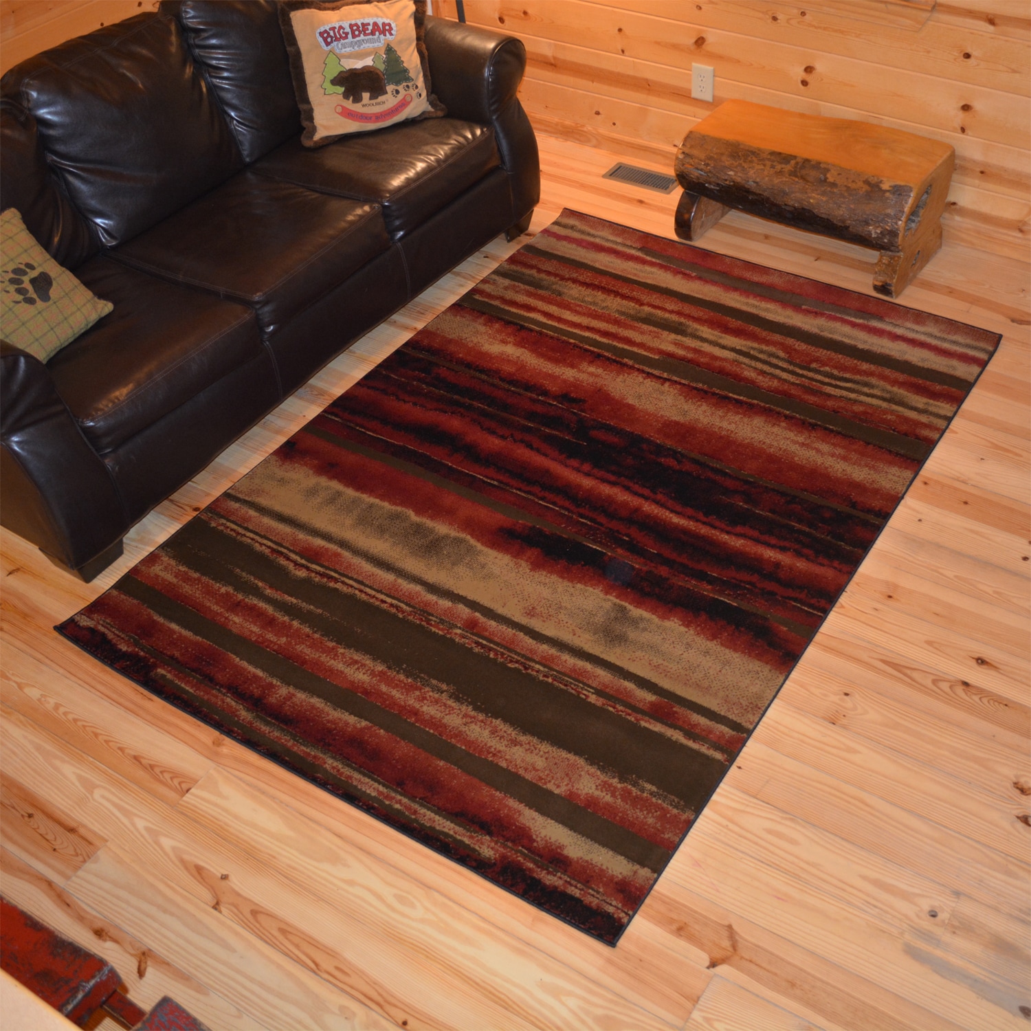 Shop Rustic Lodge Layered Earth Cabin Multi Black Area Rug 5 3