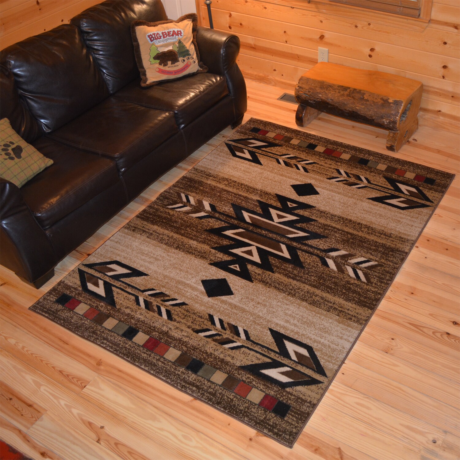 Shop Rustic Lodge Southwestern Desert Cabin Ivory Area Rug 2 3