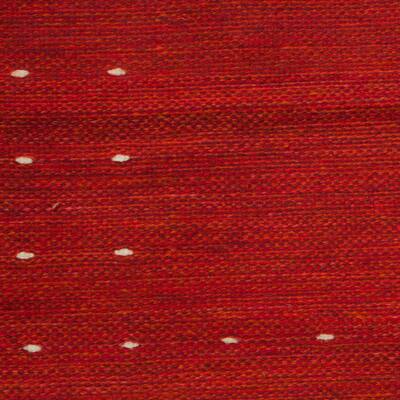 Handmade Fire in the Sky Red Zapotec Wool Rug (Mexico) - 2.5 x 5 ...