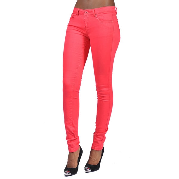 women's red jeans skinny