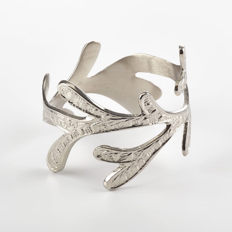 Vine Design Metal Napkin Ring (Set of 4) - silver