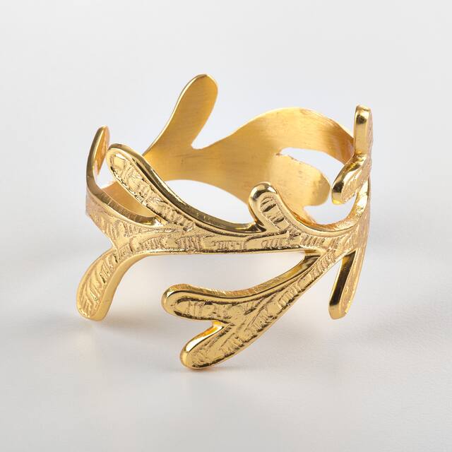 Vine Design Metal Napkin Ring (Set of 4) - Gold
