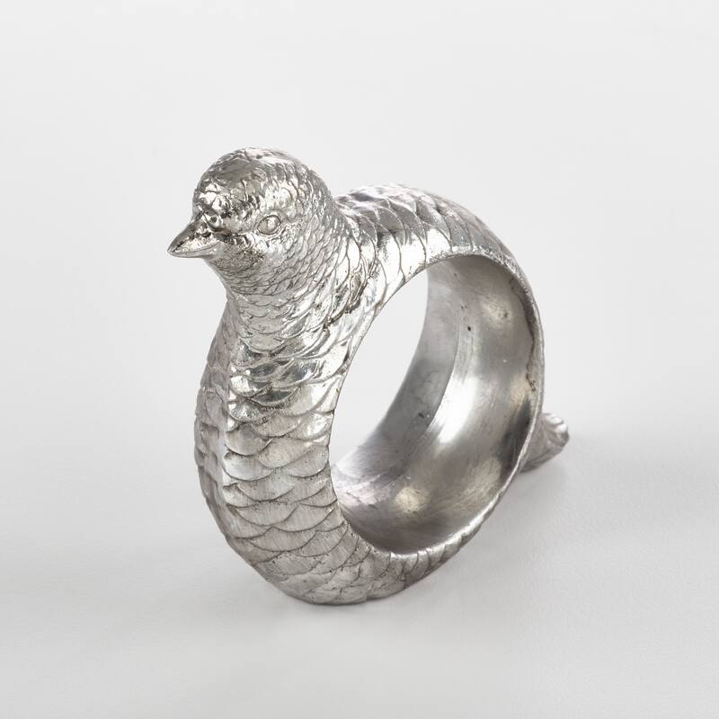 Quail Napkin Ring Quail Design Napkin Ring (Set of 4) - silver