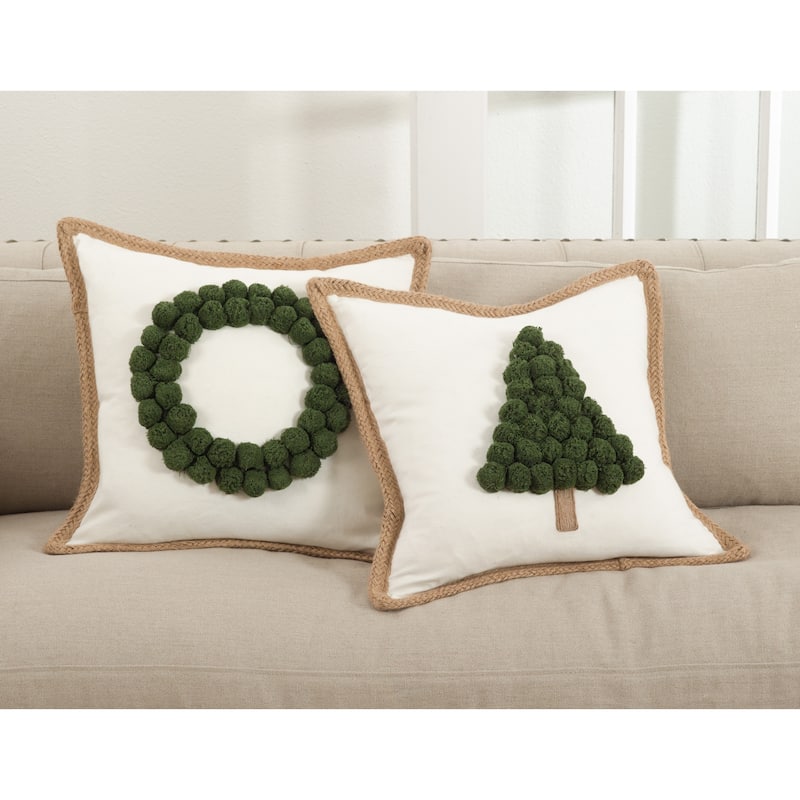 Ricamato Collection Xmas Tree Throw Pillow - FLD