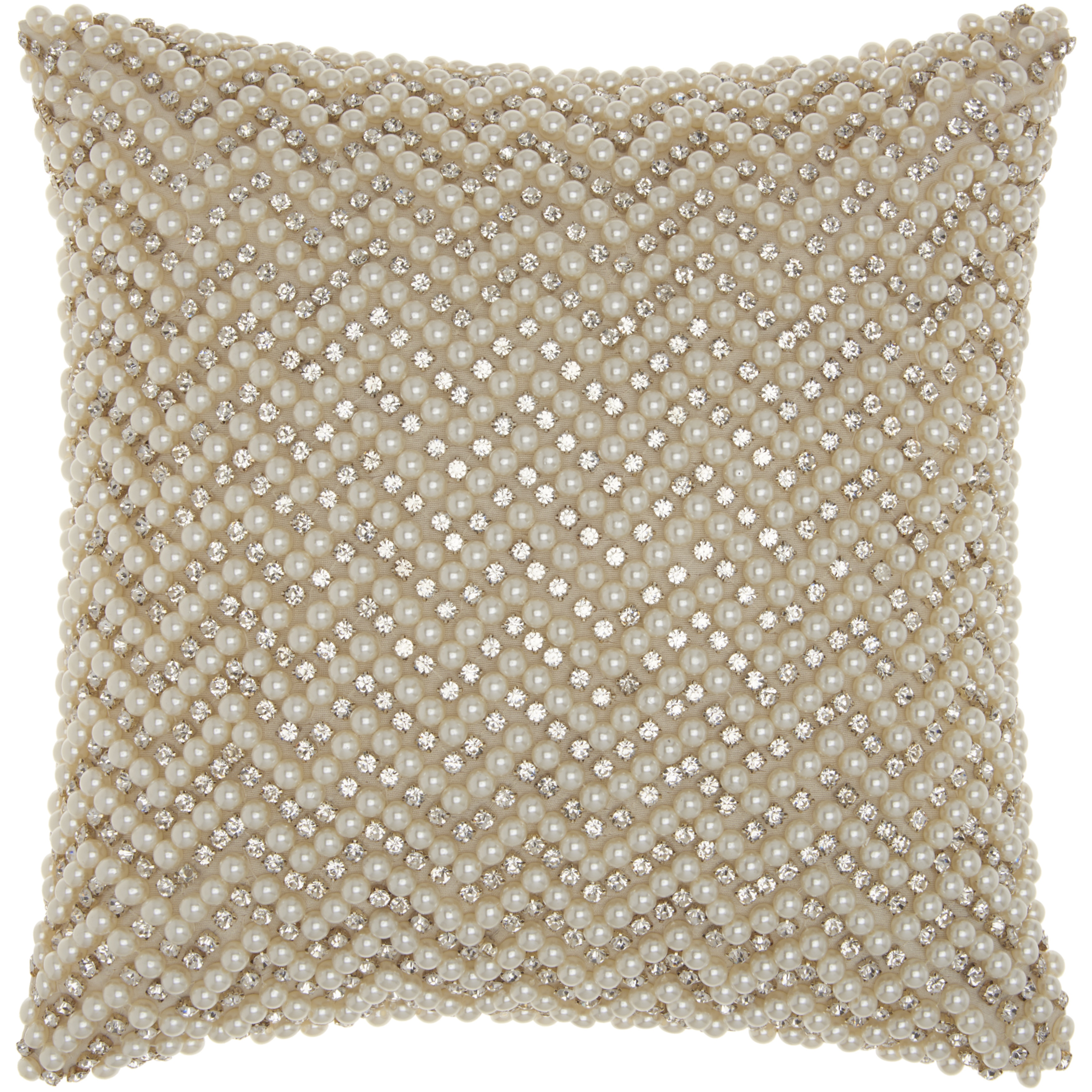 Shop Mina Victory Luster Diamond Chevron Ivory Throw Pillow By