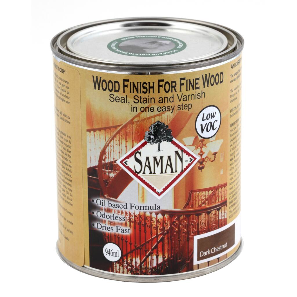 Saman Products SAM-308-1L 946 ML Dark Chestnut Wood Finish Seal, Stain & Varnish