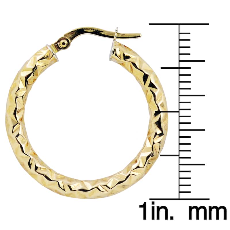 Fremada Italian 14k Gold 3x20-mm Diamond-cut Round Hoop Earrings (yellow gold or white gold)