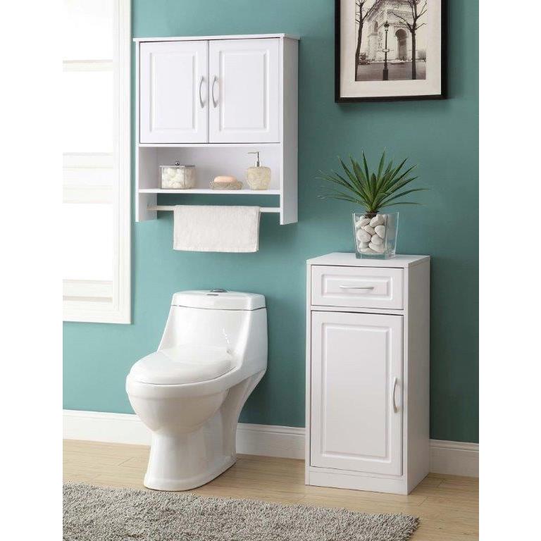 White Prairie Wall Mount Cabinet Towel Storage Rack for Bathroom or Restroom 