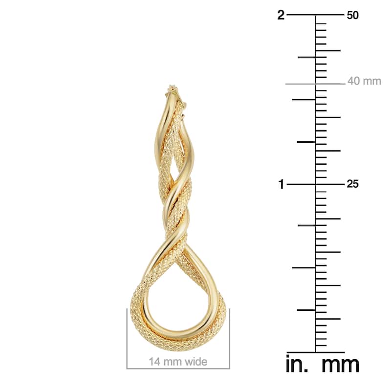 Fremada Italian 14k Yellow Gold Elongated Twisted Hoop Earrings