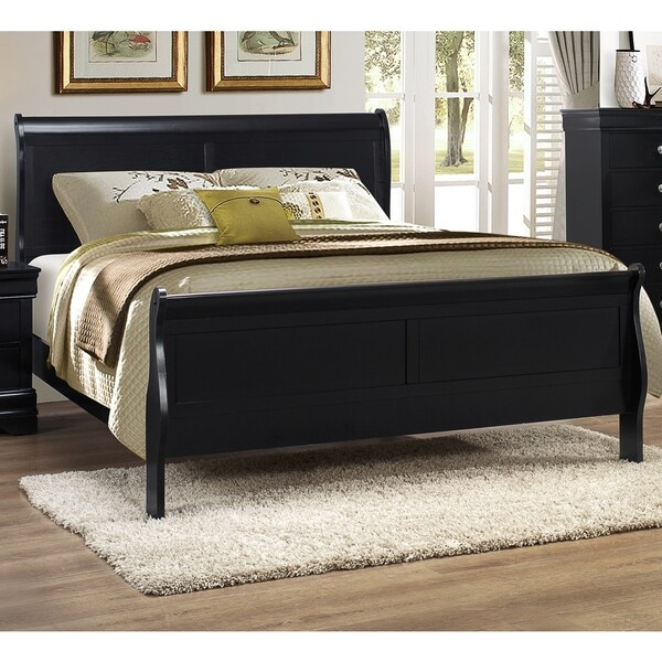 LYKE Home Lawson Black Wood Sleigh Bed