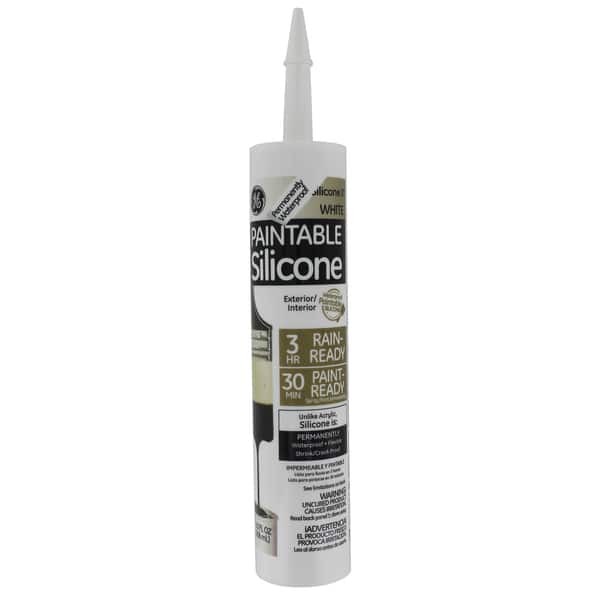 GE Silicone GE7000 10.1oz 9.0 Oz White Paintable Silicone II Caulk