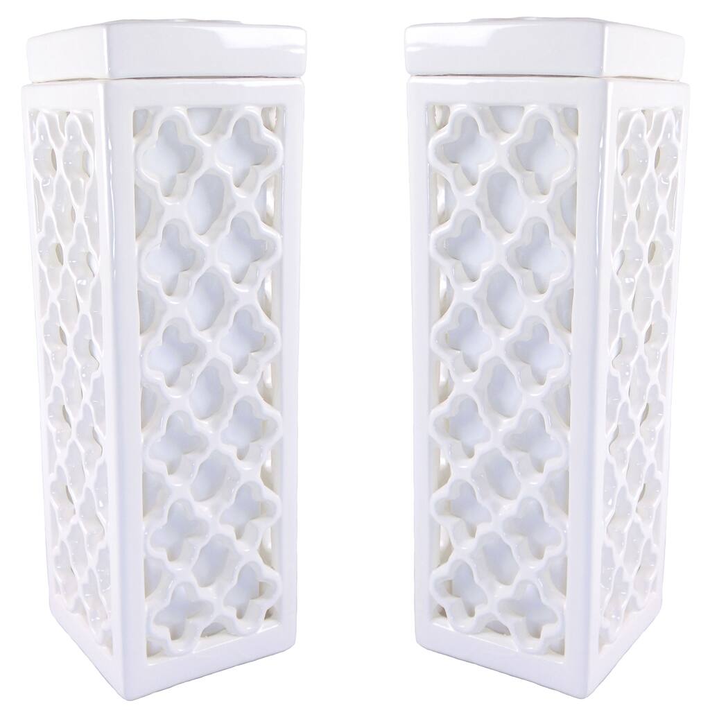 JT Lighting Dara White Ceramic Table Lamp (Set of 2)