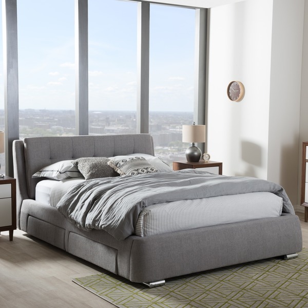 Contemporary Fabric Storage Platform Bed by Baxton Studio