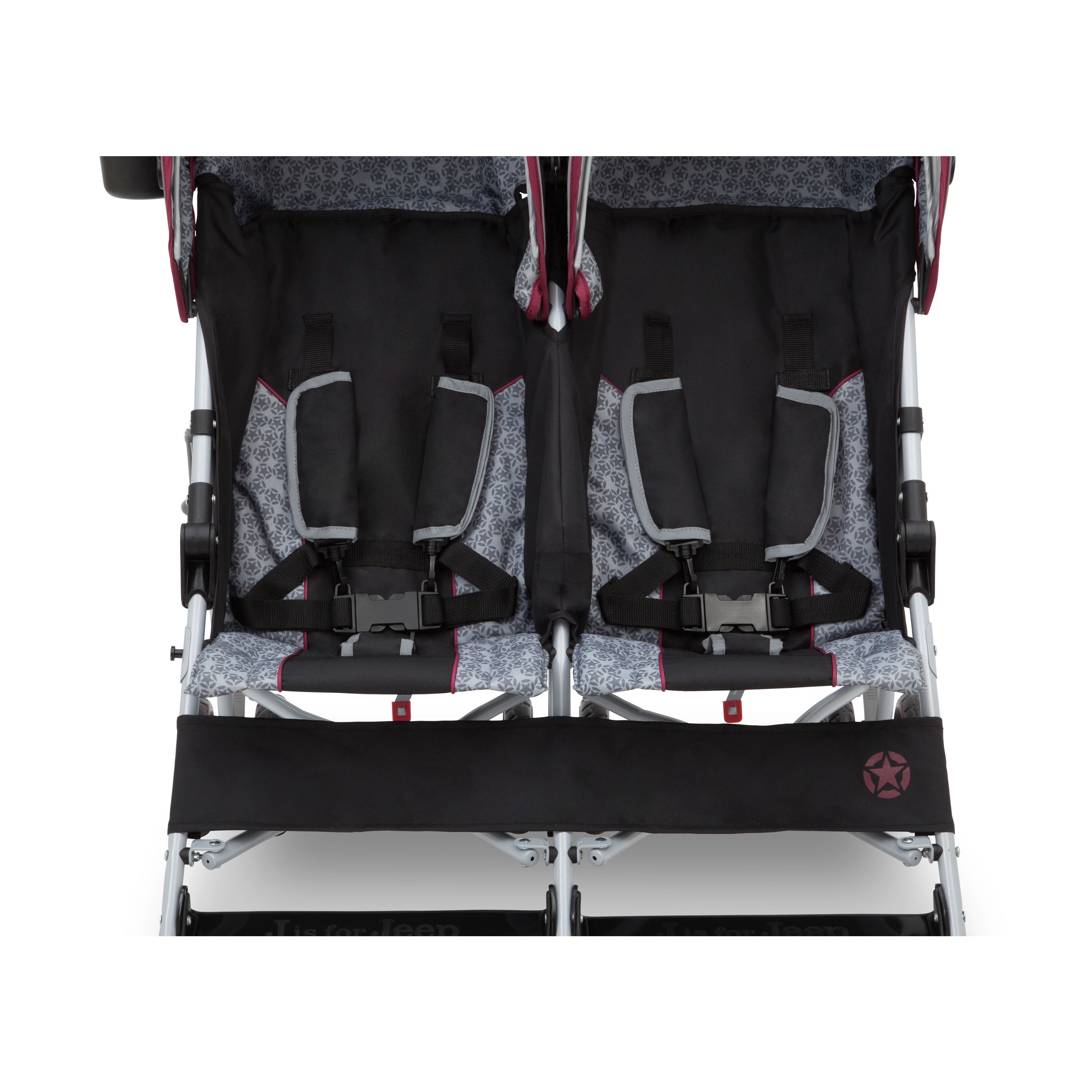 burgundy car seat and stroller