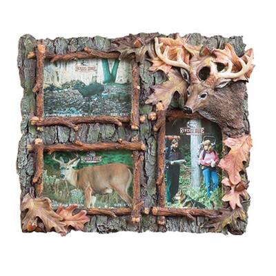 River's Edge Products Brown Resin 4-inch x 6-inch 3-photo Deer Picture Frame