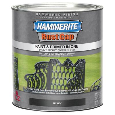 Hammerite Rust Cap 43140 1 Qt Black Hammered Enamel Paint - Grey