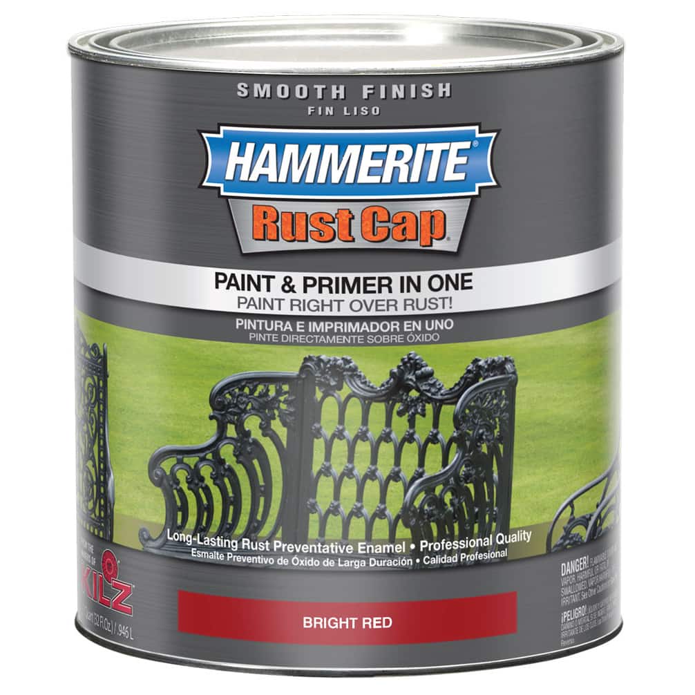 Hammerite Rust Cap 44210 1 Qt Bright Red Smooth Finish Enamel Paint