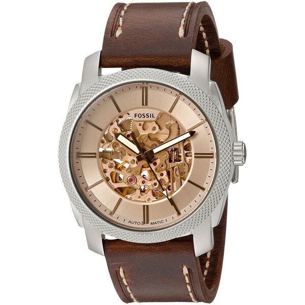 Shop Fossil Men's ME3115 'Machine' Automatic Brown Leather Watch - Free ...