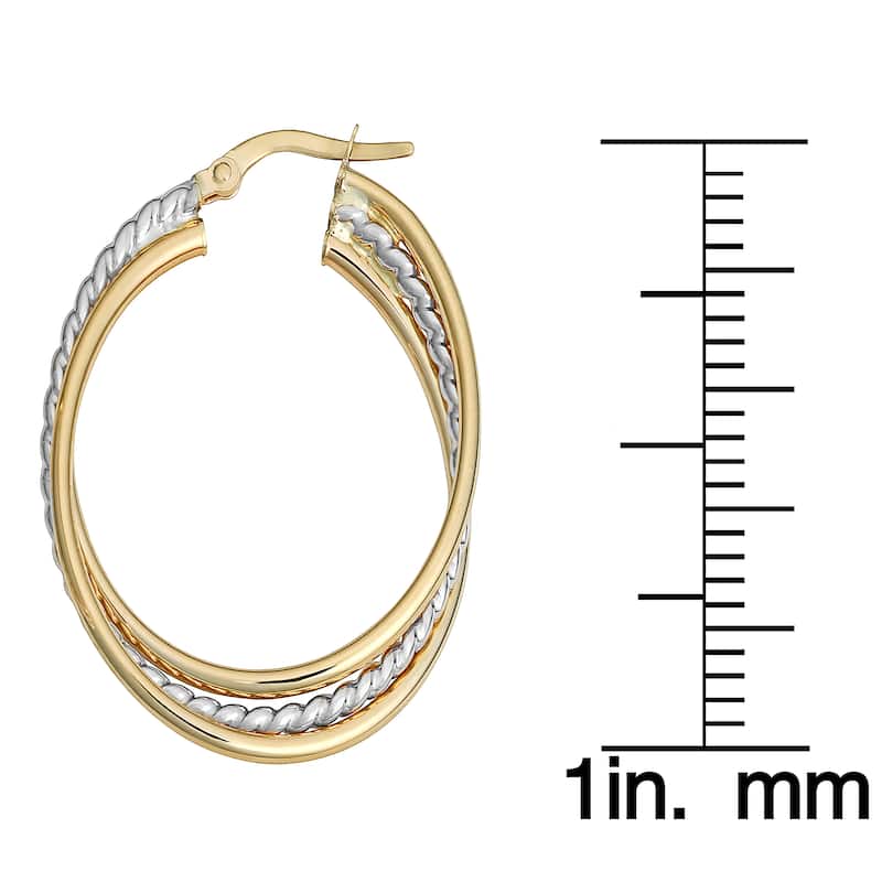 Fremada Italian 14k Two-tone Gold Overlapping Triple Oval Hoop Earrings