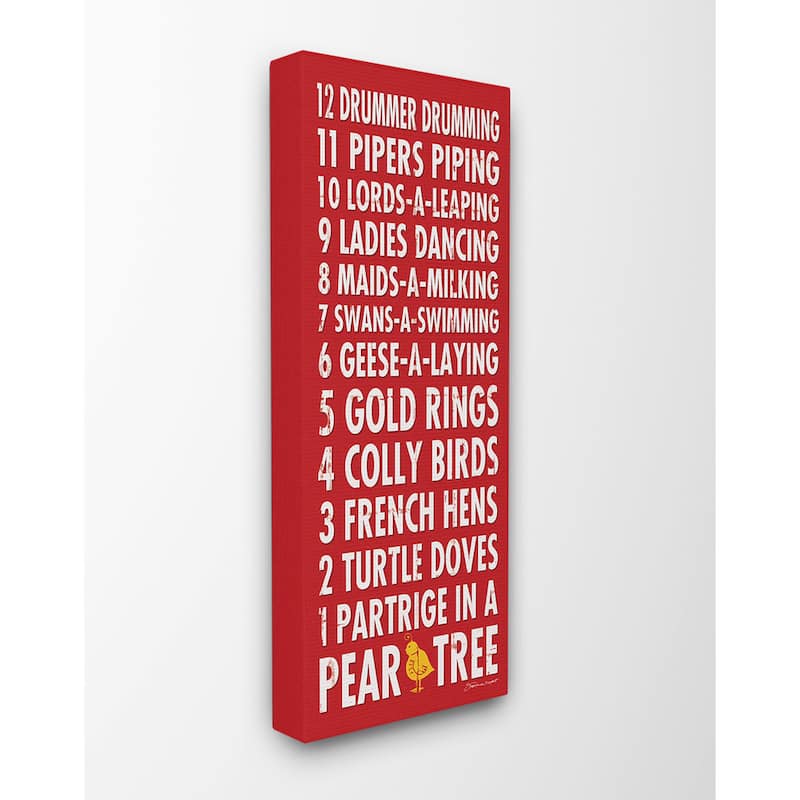 12 Days of Christmas Typography Stretched Canvas Wall Art