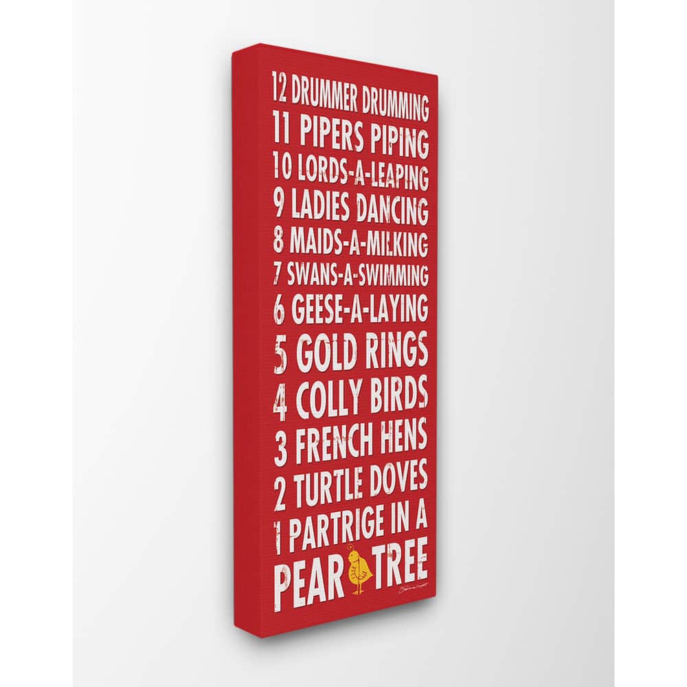 12 Days of Christmas Typography Stretched Canvas Wall Art