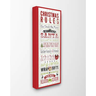 Christmas Rules Typography Stretched Canvas Wall Art