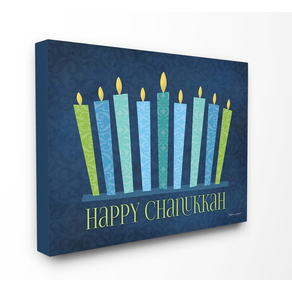 Stupell Happy Chanukkah With Menorah Stretched Canvas Wall Art - Multi-color
