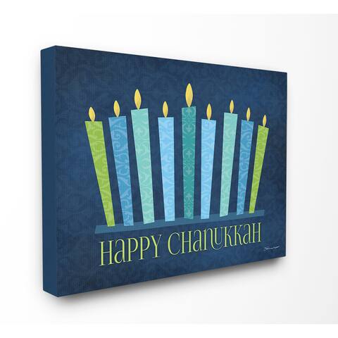 Happy Chanukkah with Menorah Stretched Canvas Wall Art - Multi-color
