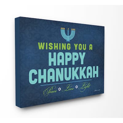 Stupell Wishing You A Happy Chanukkah Stretched Canvas Wall Art - Multi-color