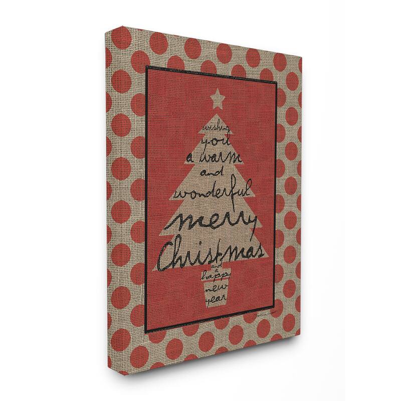 Stupell Merry Christmas Happy N/Y With Tree Stretched Canvas Wall Art