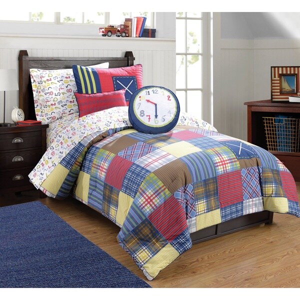Frank and Lulu Cotton Rich Preppy Plaid Comforter Set with Shams