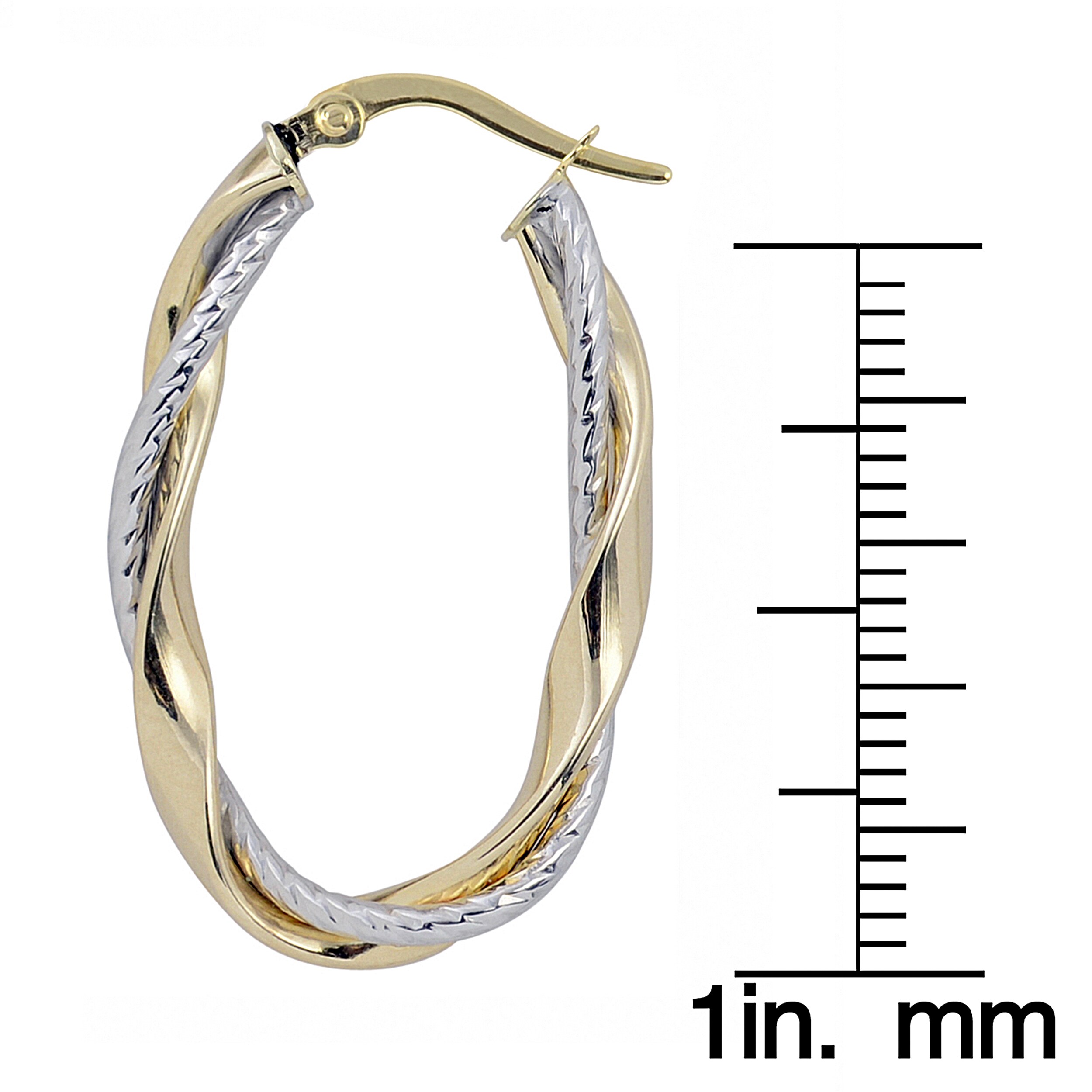 size 1/3 14K Two-tone Textured Hoop Earrings 5mm wide size 1/3 14K Two-tone Textured Hoop Earrings 5mm wide