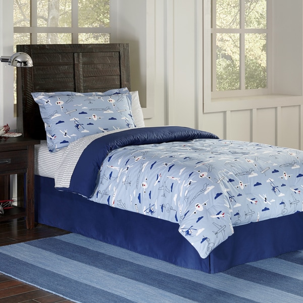 Shop Lullaby Bedding Airplane Cotton Printed 4-piece ...