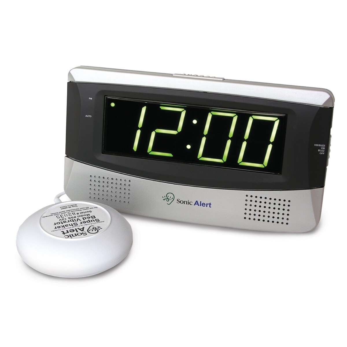 Sonic SB300SS Alert Alarm Clock With Super Shaker Silver eBay
