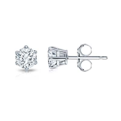 14k Gold 1/4ct TDW 6 Prong Round Solitaire Diamond Stud Earrings by Auriya (H-I, SI1-SI2)