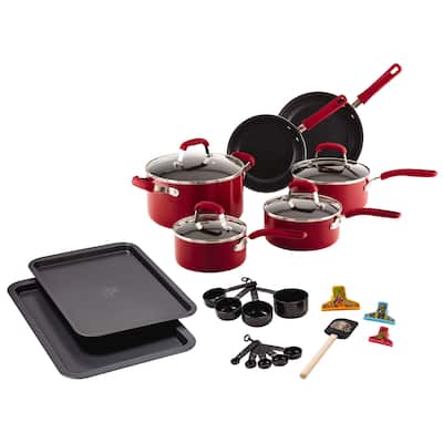 Guy Fieri Red Aluminum 25-piece Nonstick Cookware Set