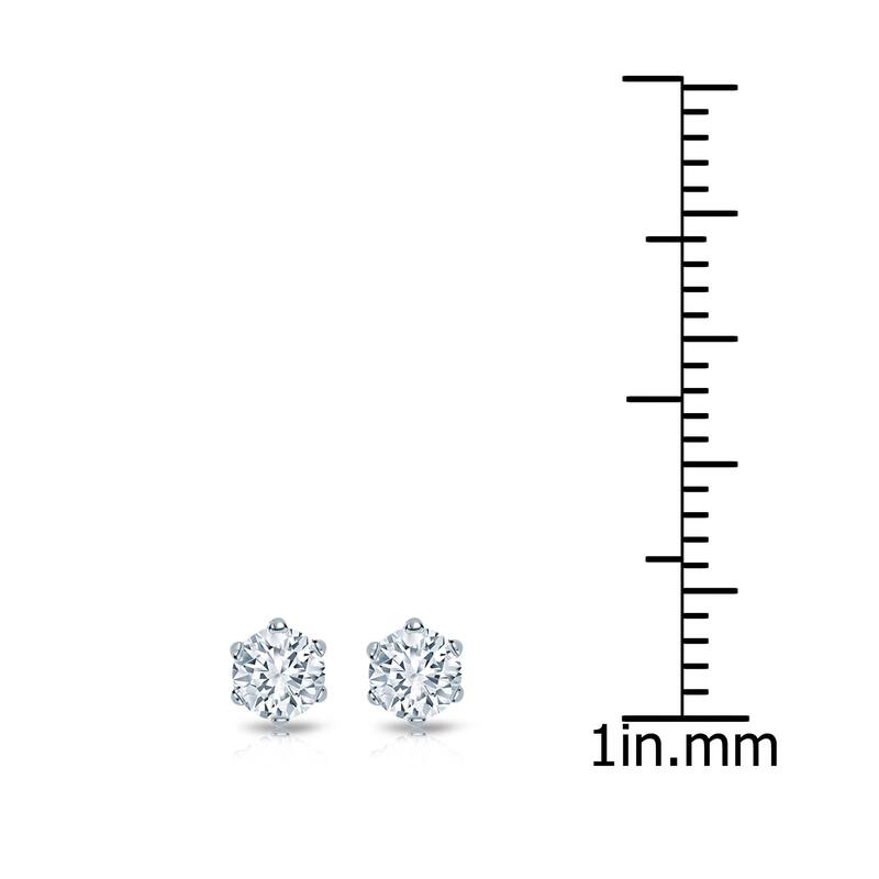 14k Gold 1/3ct TDW 6 Prong Round Solitaire Diamond Stud Earrings by Auriya