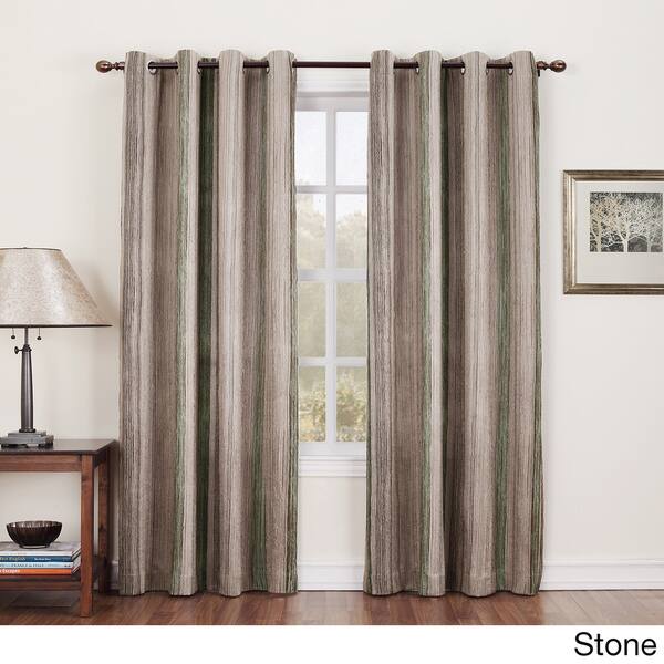 Shop Sun Zero Hanson Stripe Brown Grommet Window Curtain Panel