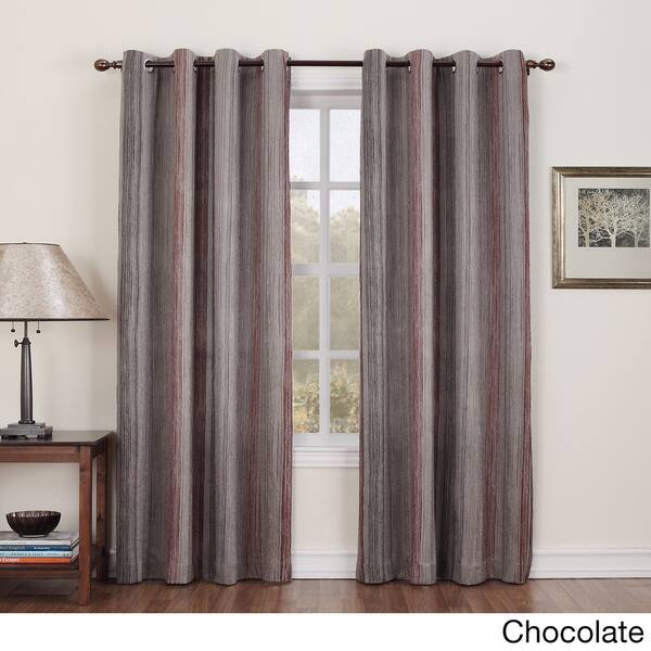 Shop Sun Zero Hanson Stripe Brown Grommet Window Curtain Panel