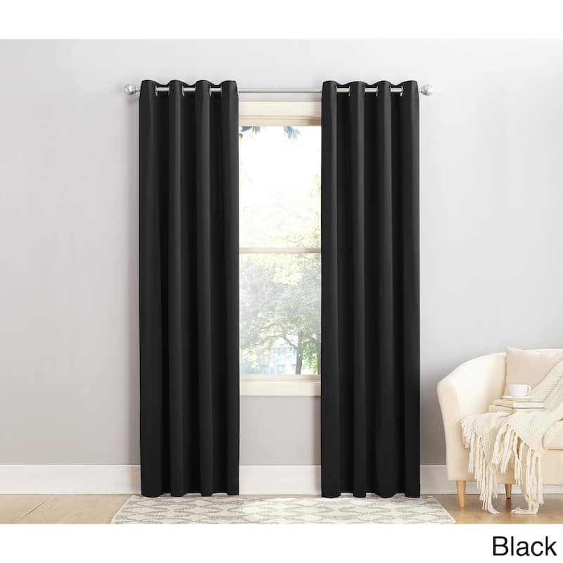Porch & Den Nantahala Grommet Top Curtain Panel, Single Panel - Black