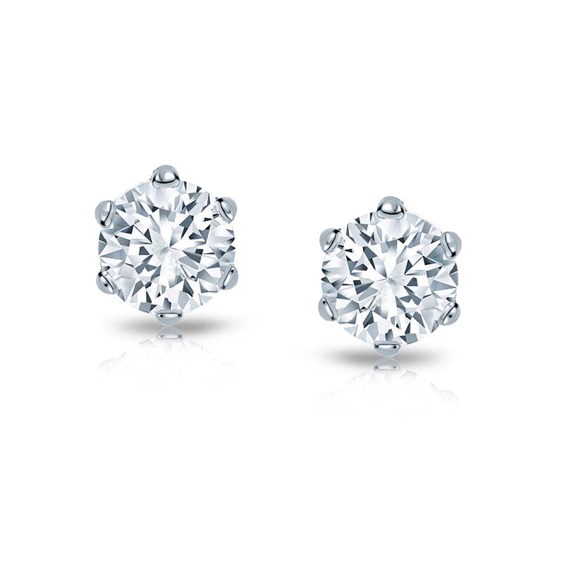 Auriya Round 3/4ct TW Solitaire Diamond Stud Earrings 14k Gold 6-Prong (H-I, SI1-SI2)