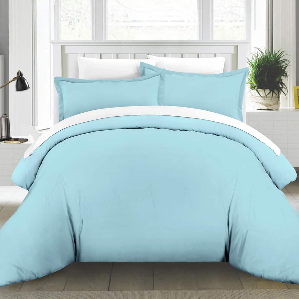 Porch & Den Red Cliff 200 Thread Count Solid Blue Cotton Duvet Set