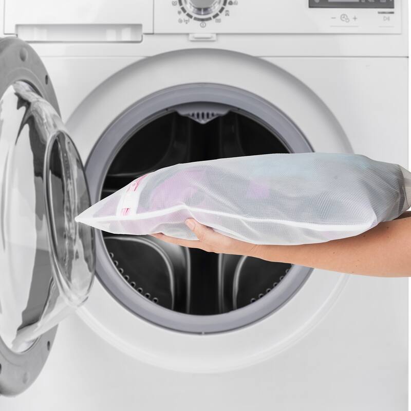 Set of 4 Mesh Laundry Bags - Clothing Organizer Washer Bags with Zippers by Everyday Home (White) - 20 x 15