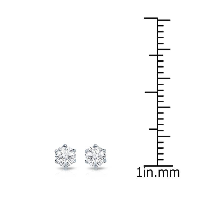 14k Gold 1/4ct TDW 6 Prong Round Solitaire Diamond Stud Earrings by Auriya (I-J, SI2-SI3)