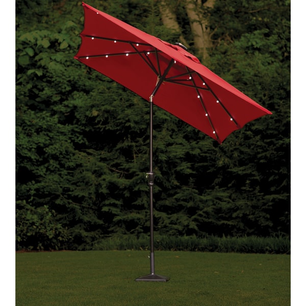 Rectangular Scarlet Outdoor Solar Lighted Umbrella (9' x 7 ... on {keyword}