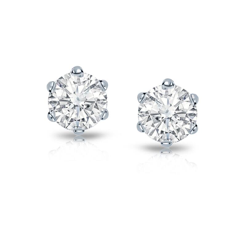 14k Gold 1/3ct TDW 6 Prong Round Solitaire Diamond Stud Earrings by Auriya (I-J, SI2-SI3)
