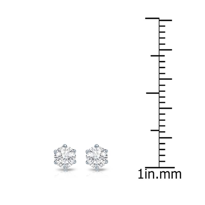 14k Gold 1/3ct TDW 6 Prong Round Solitaire Diamond Stud Earrings by Auriya (I-J, SI2-SI3)